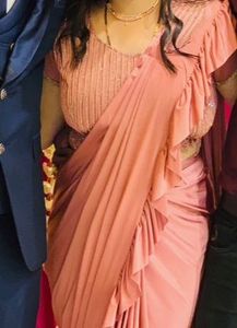 Peach Ruffle Saree