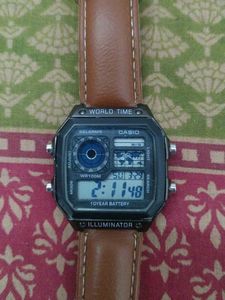 Stylish Digital Watch with Leather Strap