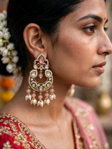 Elegant Pink Stone Dangle Earrings
