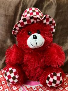 Cute Red Teddy Bear with Hat