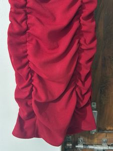 Red Ruched Bodycon Dress