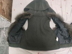 fur sweater with cap