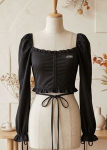 Chic Black Ruched Crop Top