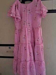 Pink Floral Tiered Dress