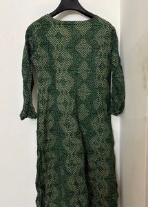 Dark Olive Green Geometric Kurti