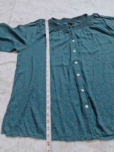 Teal Leaf Print Top (Pluse Size)