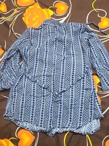 Blue Printed Peplum Kurta
