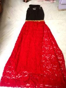 Stunning Red & Black Lace Gown