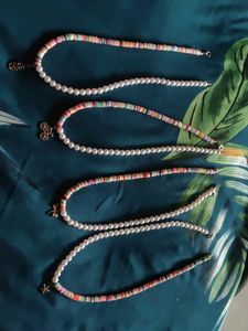 Boho Beaded Pearl Choker Necklace Set