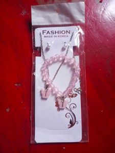 Pink Beaded Bracelet &amp; Earring Set