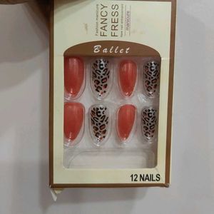 Press On Nails - Coral &amp; Leopard