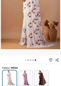 Elegant White Floral Saree