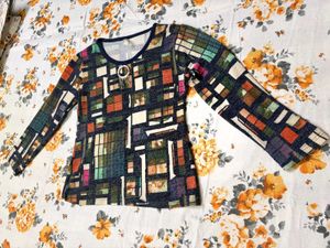 Y2K Unique Geometric Print Long Sleeve Top