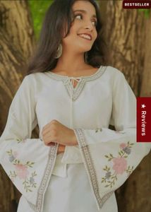Atha Fashion White Embroidered Kurta Top
