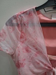Chic Pink Floral Tie-Front Top