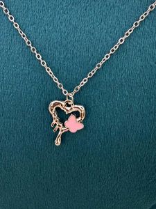 Antitanished Heart Necklace with Butterfly Pendant