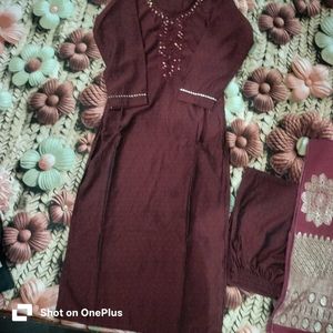 Beautiful Maroon Kurta Set with Dupatta