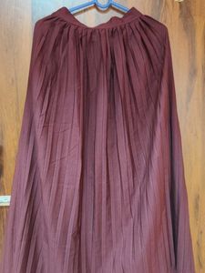 Maroon Pleated Ethnic Skirt