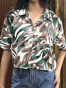 camouflage print half sleeve shirt