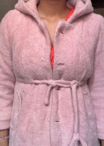 Chic Pink peachy Hooded Jacket