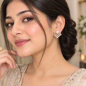 Elegant Pearl &amp; Crystal Chevron Earrings