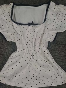 Cute Heart Dot Puff Sleeve Top🦢🪽