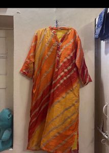 Vibrant Orange & Yellow Striped Kurta