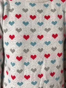 Cozy Heart Print Sweater Dress