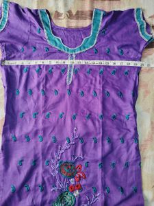 Beautiful Purple Embroidered Kurta set