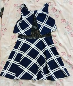 Chic Navy &amp; White Checkered Skater dress🤍