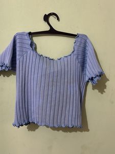 Ribbed Square Neck Top(off shoulder)