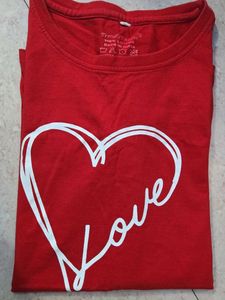 Girls Red Love Heart T-Shirt
