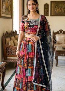 Vibrant Patchwork mirror Lehenga Choli Set