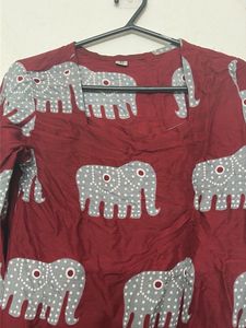 Maroon Elephant Print Kurta