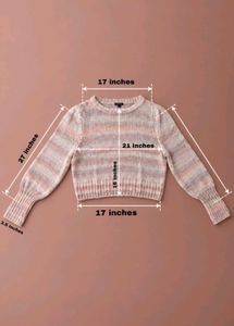 BLUSH PINK &amp; GREY MARLED KNIT CROPPED SWEATER