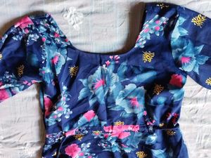 Blue Floral Print Kurta with salwar