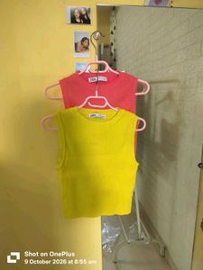 Combo 2 Zara Tank Tops - Neon green & Coral