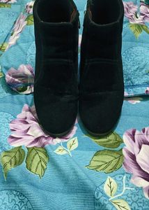 Black Suede Ankle Boots with Zip