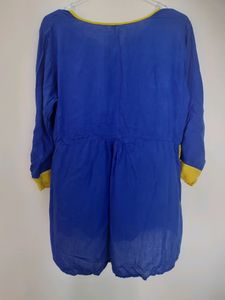 Blue Top With Yellow Border.
