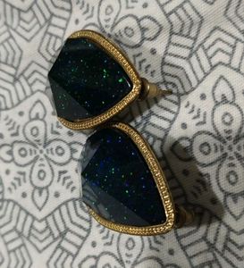 Diamond Stud Jhumki In Hoops And Blue Tops