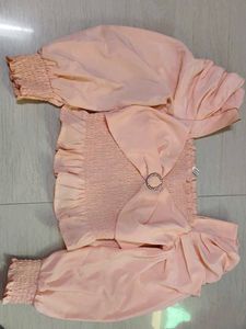 Chic Peach Smocked Crop Top