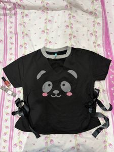 Cute Bow Panda Graphic T-Shirt 🐼