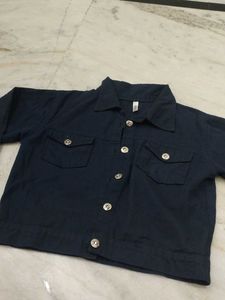Cute Navy Cropped Jacket