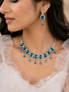 Blue Gemstone Necklace &amp; Earring Set