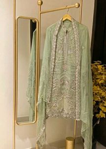 Elegant Mint Green Embroidered Kurta Set