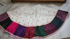 Elegant Off-White Mirror Work Chaniya Choli