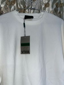 White "Nice" Textured Tunic Top