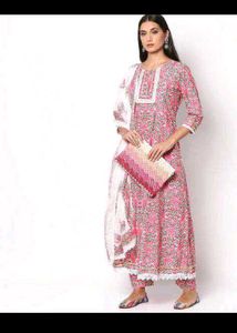 Beautiful Pink Printed Kurta Set with Dupatta
