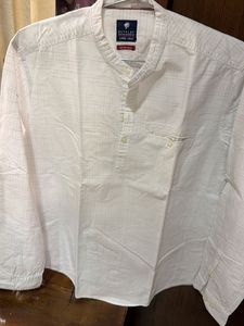 Men's White Checkered Kurta