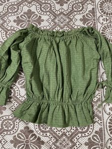 Green Off-Shoulder Blouse